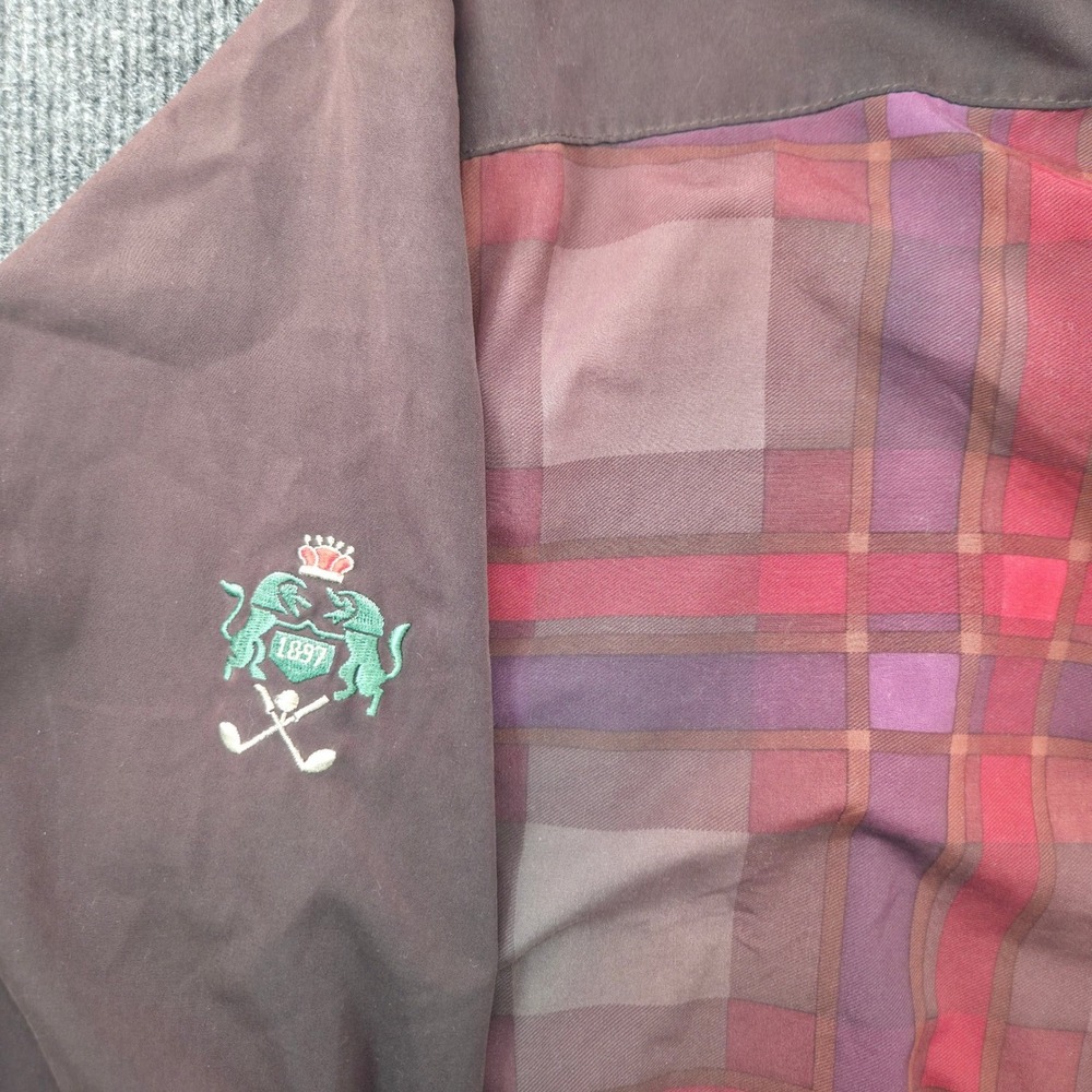 Tourney Gore-Tex Windbreaker Pullover Men Large Brown Plaid Golf Jacket Gorpcore